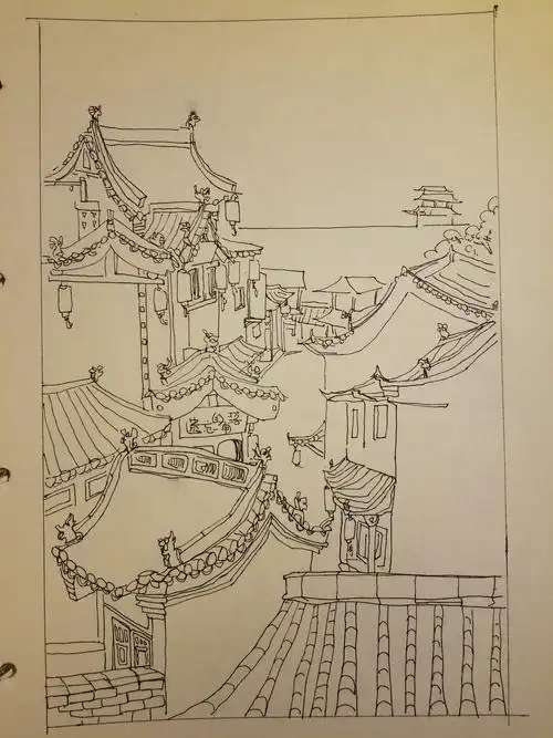 平遥古城|纯艺术|速写|莫道易塔池 - 原创作品 - 站酷 (zcool)