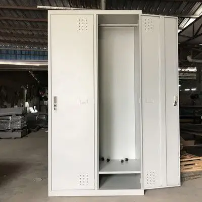 铁皮双门更衣柜2门储物柜员工宿舍衣帽铁柜两门工衣鞋柜带锁加厚