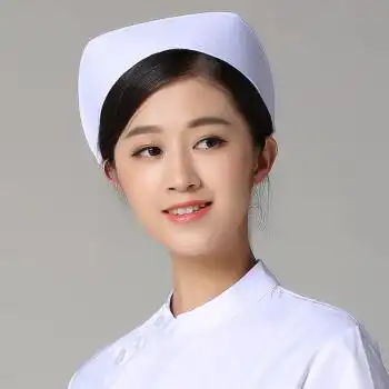 护士帽圆帽女白色燕尾硬质护士帽子燕帽蓝粉色护士 白色 均码