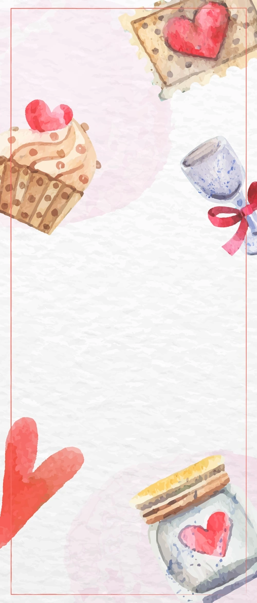 可爱童趣彩绘爱心甜品矢量背景