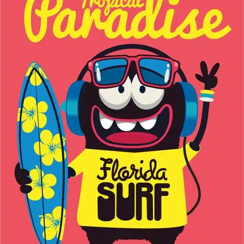 时尚潮流卡通怪兽插画矢量图