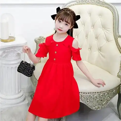 女童夏装连衣裙夏季露肩网红洋气儿童裙子气质公主裙女童连衣裙 - 17