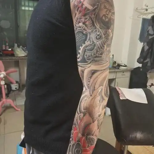 新传统关公莲花花臂海南海口艺_纹身吧社区 - 纹身大咖