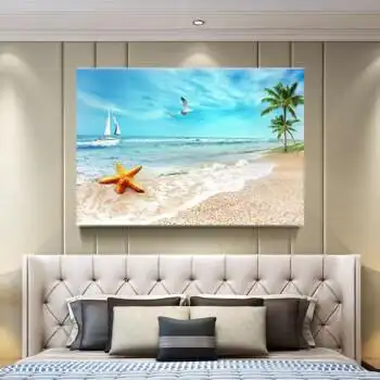 领艺床头装饰画卧室挂画壁画酒店宾馆单副海景风景画情侣a款4060铝