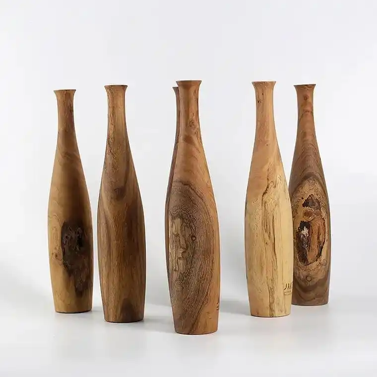 木制花瓶外贸出口尾单日式家居摆件北欧原木插花民宿怀旧摄影道具 -