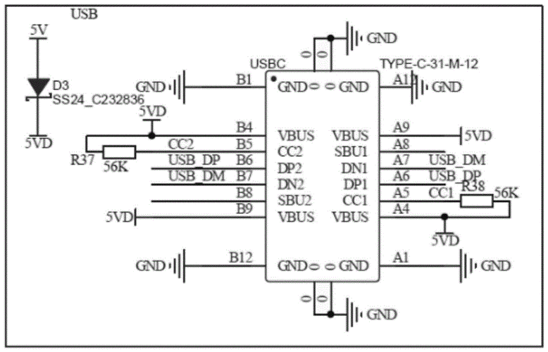 一种usbtypec接口电路的制作方法