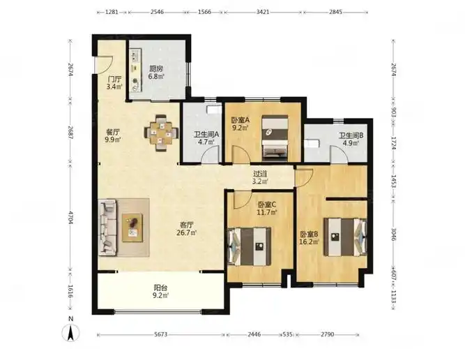 带电梯 交通便捷 商业配套成熟 双卫生间 南北通透 次新房,保利大国璟