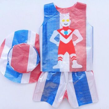 秀女儿童环保衣服男女孩走秀服装亲子手工diy制作幼儿园塑料袋时装秀