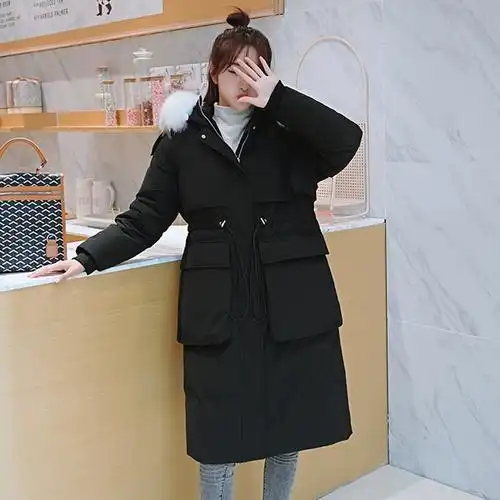 新款羽绒服女长款外套过膝加厚韩版时尚白鸭绒真毛领2020冬季