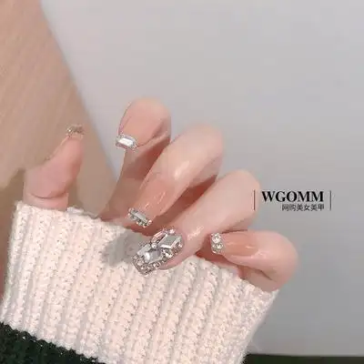 网红爆款美甲钻超闪奢华透明平底钻幻彩ab尖底水钻异形指甲装饰品