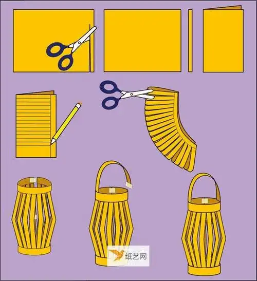 使用卡纸做简易纸灯笼的方法步骤图片
