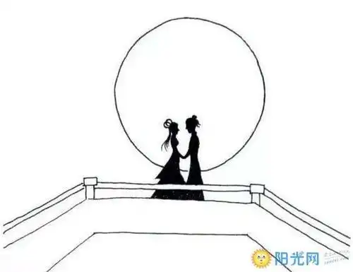 七夕鹊桥相会简笔画图片