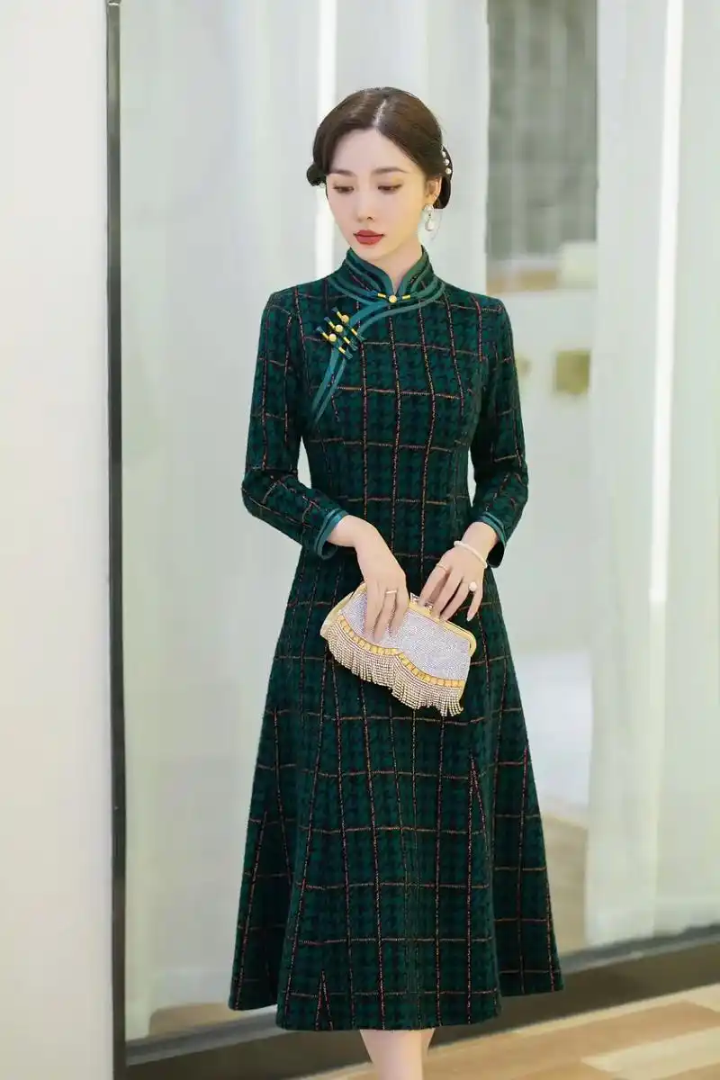 秋冬新款旗袍连衣裙长袖.每日新款更新,当季新品,苏州源头工厂 - 抖音