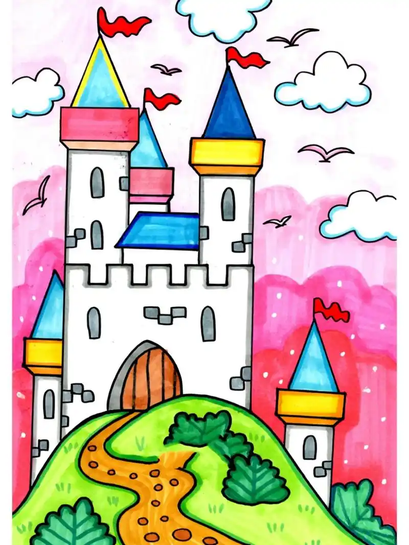 马克笔儿童画 城堡房子系列(附大图) 马克笔儿童画 城堡房子系列(附