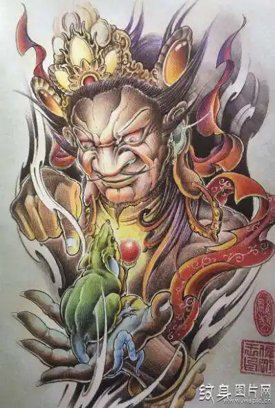 黄财神纹身手稿