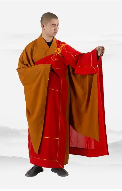 和尚袈裟金边祖衣僧衣忏衣七衣缦衣佛教用品搭衣海清红色金边柤衣3536