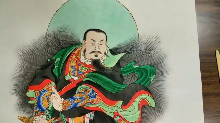 真武大帝 荡魔天尊,三尺夹宣重彩纸本#传统文化 #古风 #画画