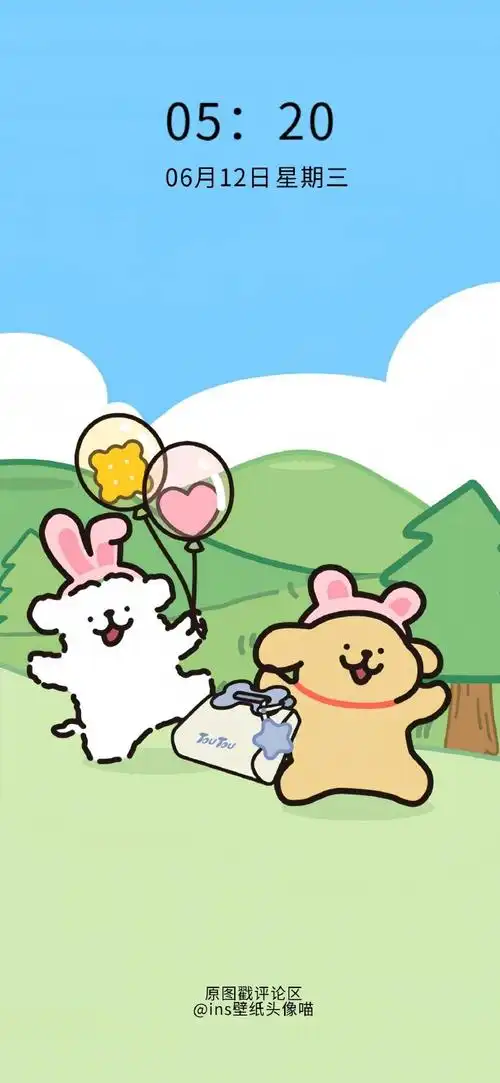 手机壁纸全屏 桌面 聊天背景图片 线条小狗 可爱卡通 情侣