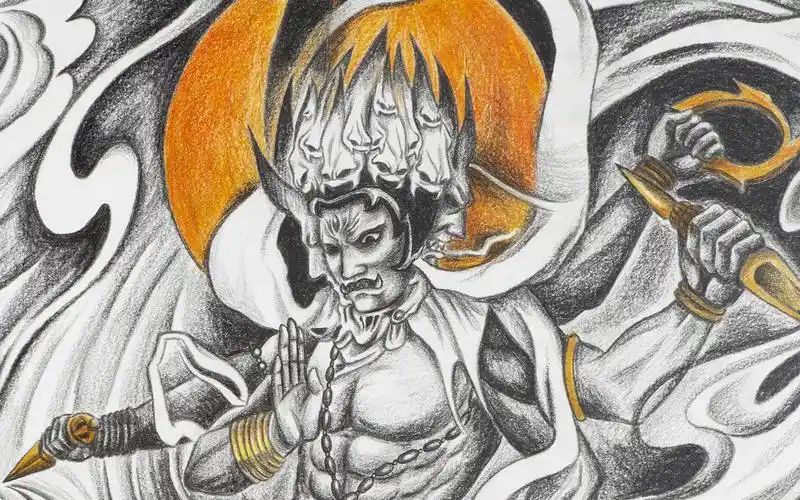 阿修罗 - 彩铅画(用作纹身图)