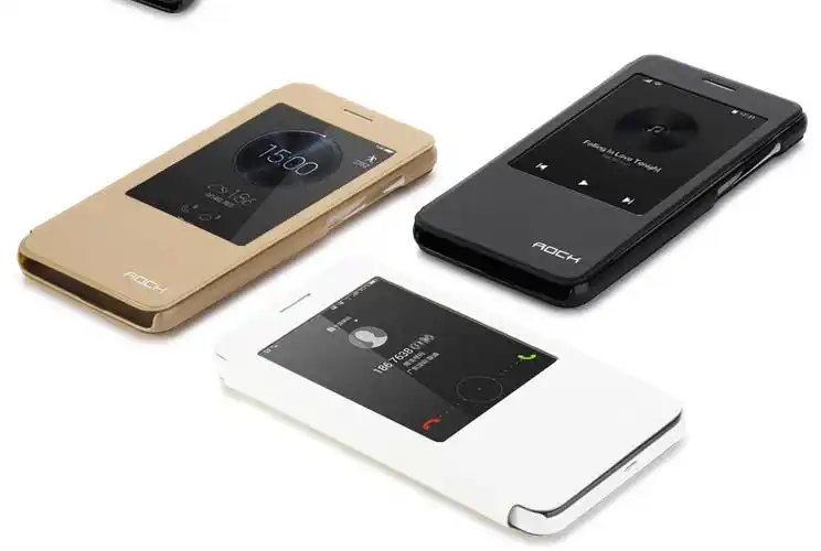 rock新款华为荣耀畅玩4x左右翻盖开窗智能感应皮套 保护套融系列