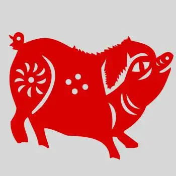 适用传统手工剪纸窗花十二生肖动物猪幼儿园教学纸质镂空贴纸装饰画