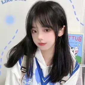 假发女长发中长发逼真空气刘海蓬松自然jk学生圆脸修脸减龄全头套