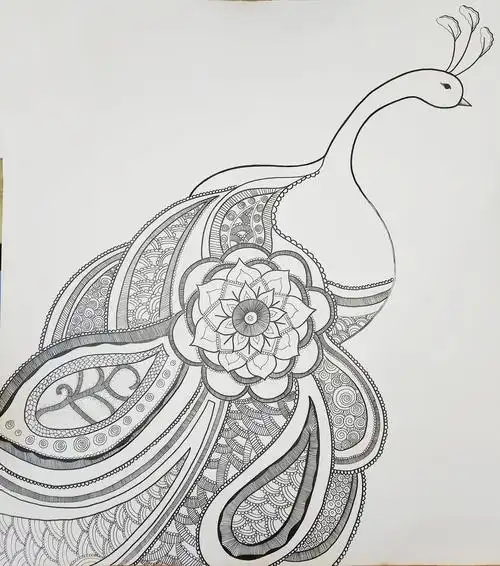 手绘孔雀装饰画.