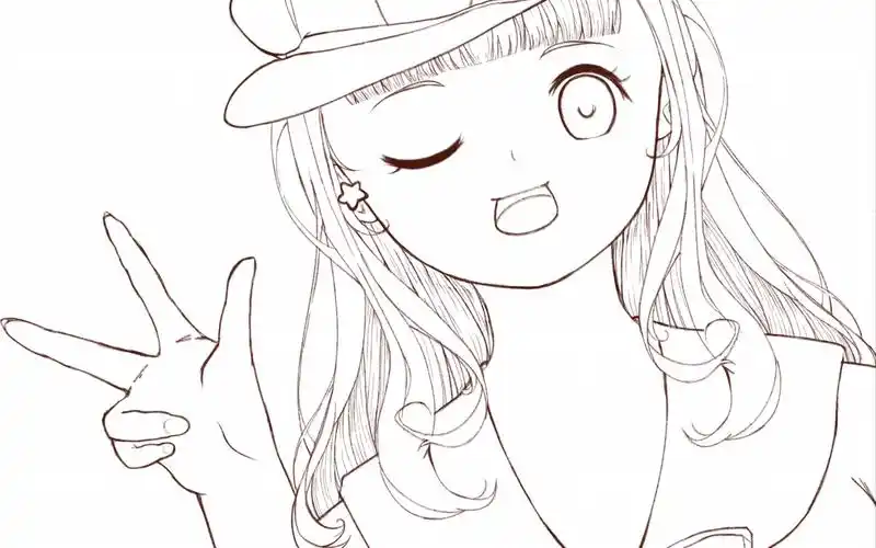 藤原千花迟来的书记同人线稿过程procreate手绘