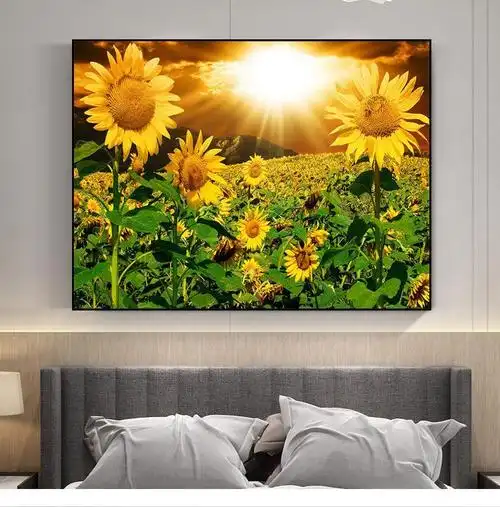向日葵温馨挂画餐厅小清新装饰画横版楼梯走道墙壁画卧室床头墙画h款