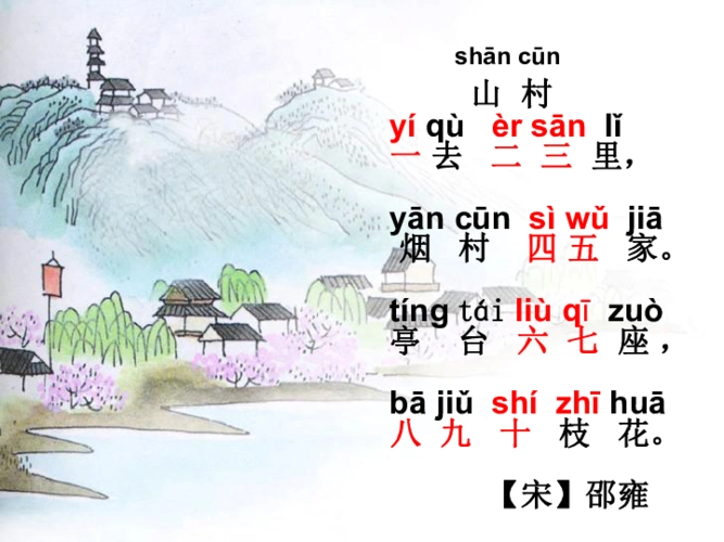 八》——健乐幼儿园中二班开展古诗小主播活动 写美篇  《山村》译文