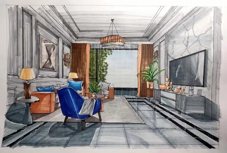 客厅手绘效果图练习