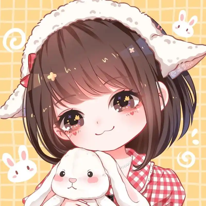 女生头像|萌萌的小羊 小羊抱小兔,图2空白背景~ 昨天直播画的小姐姐