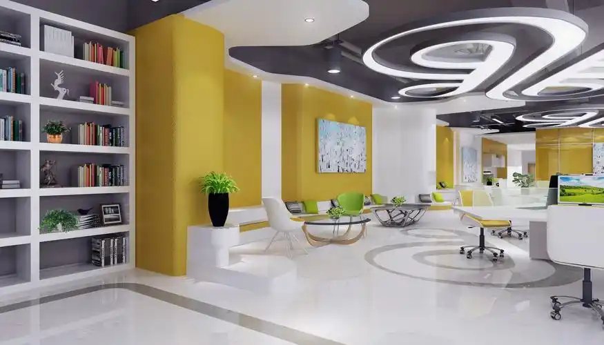 200平时尚清新风格办公室装修布局设计效果图