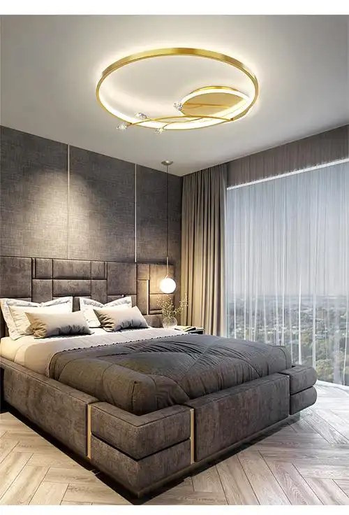 轻奢小客厅灯创意时尚北欧书房灯2021年新款灯具金色50456cm单色白光