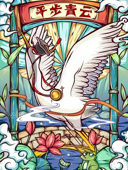 一飞冲天国潮插画