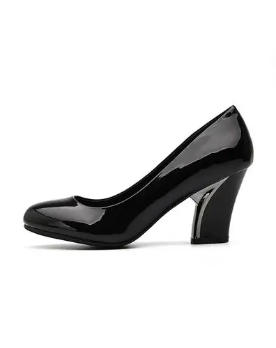 卓诗尼josiny女鞋专场女款简约舒适粗跟工作鞋方跟中跟黑色单鞋