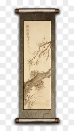复古水墨卷轴画