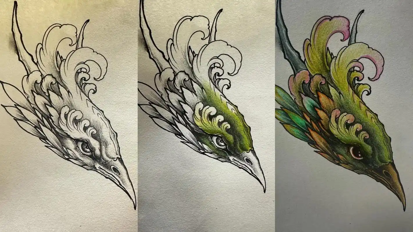 纹身手稿 #凤凰纹身#纹身图案手 - 抖音