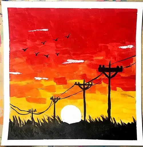 星光美术课程回顾——落日余晖(调色练习)