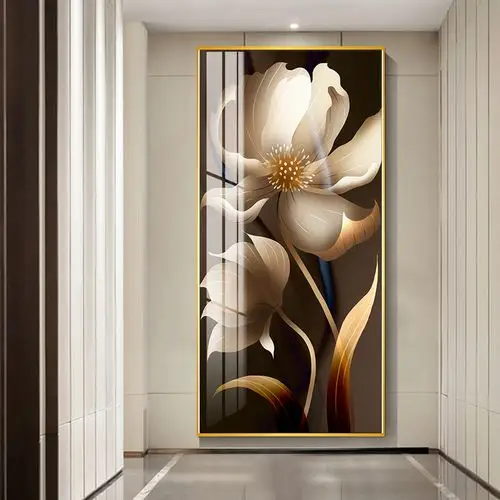 北欧风格玄关装饰画入户过道走廊竖版现代简约花卉轻奢单幅墙壁画