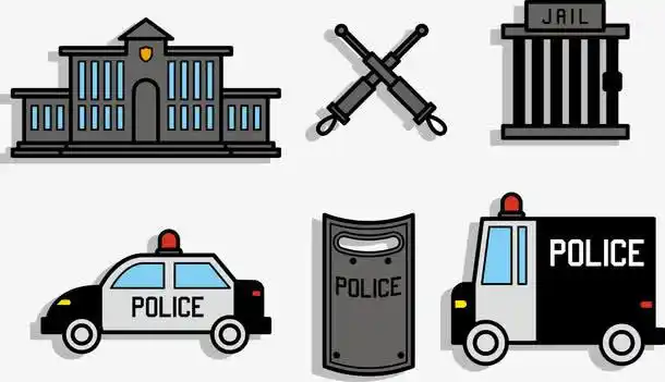 手绘/卡通 卡通元素 > 警局警务用具警车矢量图 收藏 [声明] 觅元素