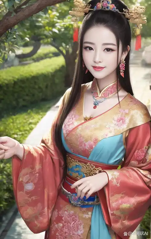 在古代宫廷建筑内,华丽的汉服成为了美丽的代名词.