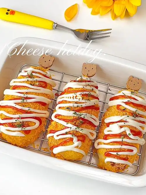 低卡免油炸75超长拉丝土豆泥芝士热狗棒