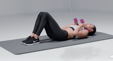 哑铃曲臂卷腹动作示范动作11,仰卧对侧卷腹仰卧对侧卷腹动作示范动作