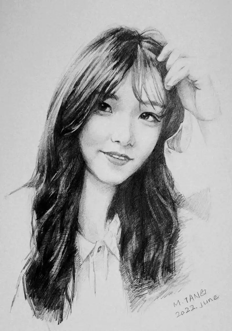 我的铅笔素描人物头像习作 - 抖音