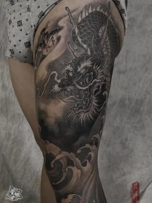 『鱼化龙』_纹身图案手稿图片_石泽的纹身作品集