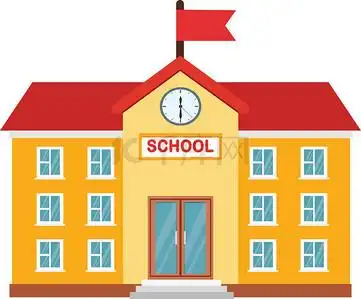 高中建筑的矢量图解.病媒学校大楼