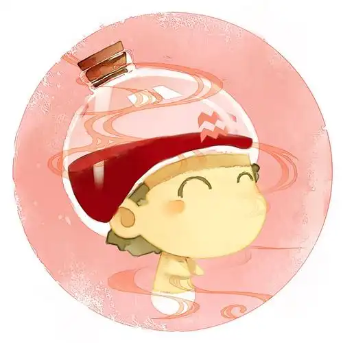 脸朝右上的水瓶座男生圆头像