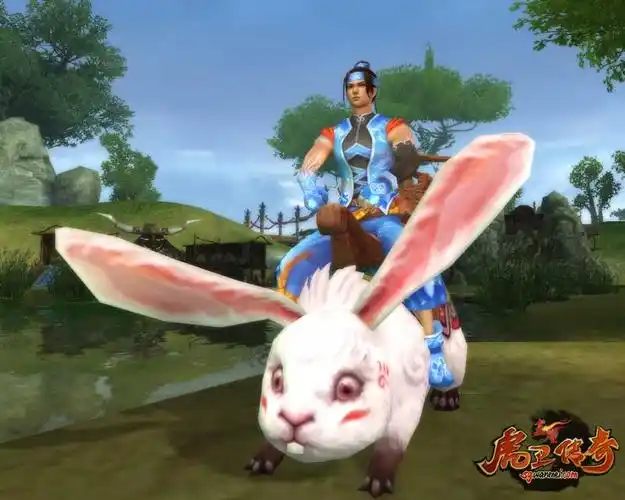 男生骑上这只小兔子后更可爱了