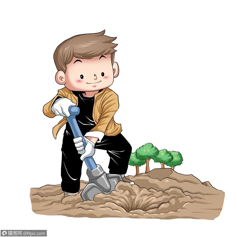 为植树做准备手绘卡通植树节植树节